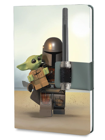 Star Wars: The Mandalorian LEGO The Mandalorian with Grogu Dotted Notebook with Darksaber Gel Pen Gallery Image 2