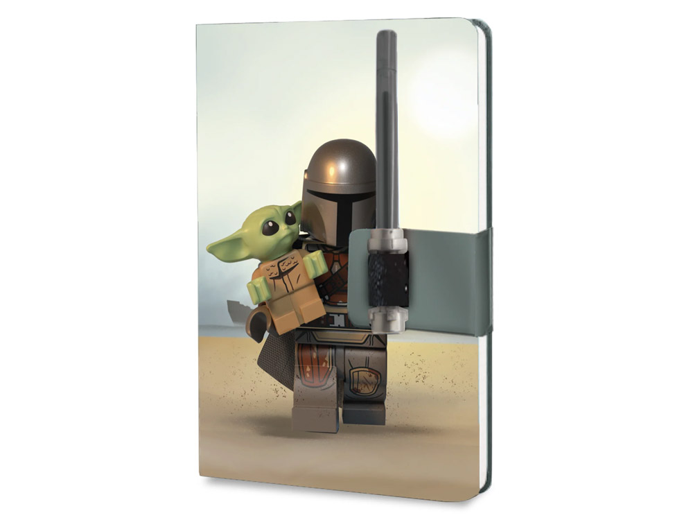 Star Wars: The Mandalorian LEGO The Mandalorian with Grogu Dotted Notebook with Darksaber Gel Pen Gallery Image 1