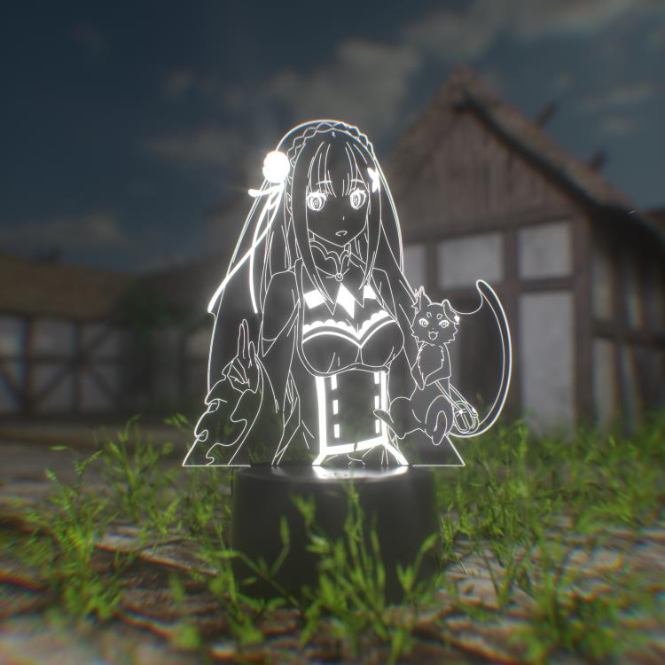 Re:Zero Starting Life in Another World Emilia & Puck Otaku Lamp Gallery Image 3