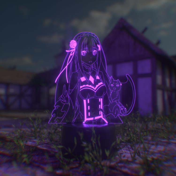 Re:Zero Starting Life in Another World Emilia & Puck Otaku Lamp Gallery Image 4
