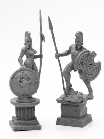 Reaper Bones Black Amazon and Spartan Living Statues (Stone) Miniatures Set Gallery Image 2