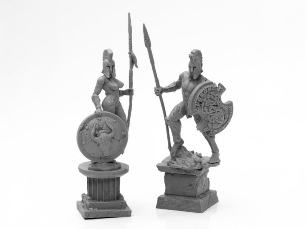 Reaper Bones Black Amazon and Spartan Living Statues (Stone) Miniatures Set Gallery Image 1
