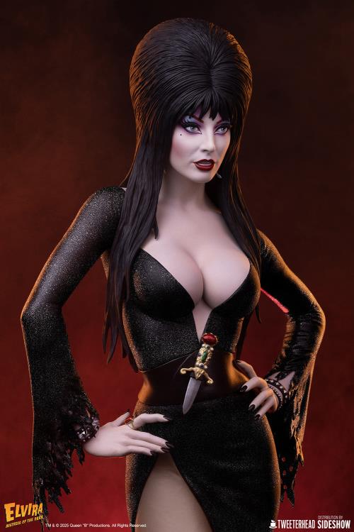 Elvira: Mistress of the Dark Elvira (Black Glitter Dress Variant) 1/4 Scale Maquette Gallery Image 6