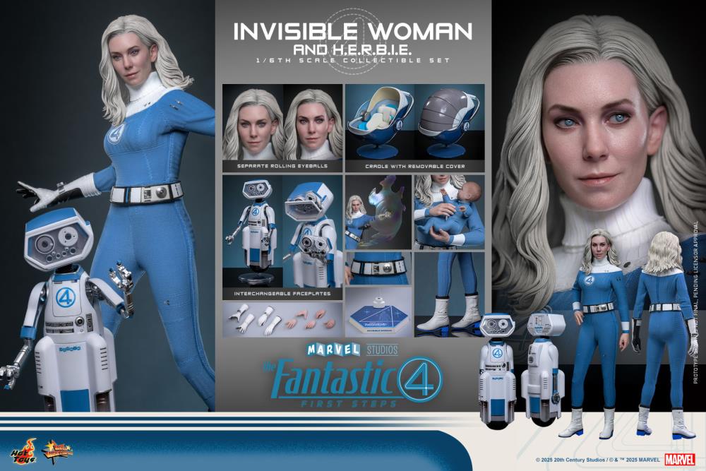 The Fantastic Four: First Steps MMS824 Invisible Woman and H.E.R.B.I.E. 1/6th Scale Collectible Figure Set Gallery Image 19