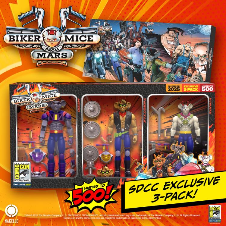 Biker Mice from Mars Throttle, Modo, & Vinnie SDCC 2025 Exclusive Action Figure Three-Pack Gallery Image 5