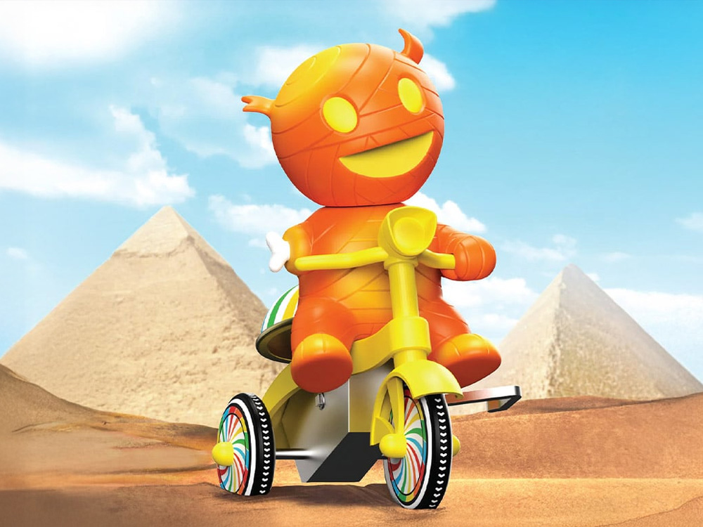Super Cycles Mummy Boy (Orange with Yellow Trike) SDCC 2025 Exclusive Gallery Image 1