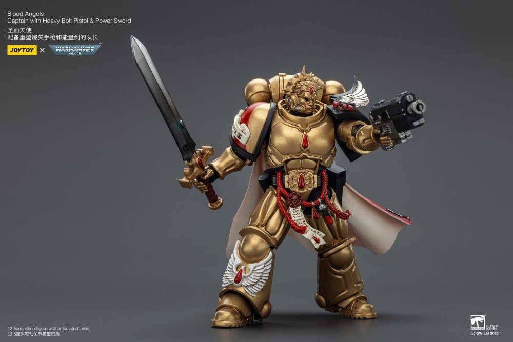 Warhammer 40K Blood Angels Captain with Heavy Bolt Pistol & Power Sword 1/18 Scale Action Figure Gallery Image 10