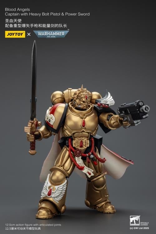 Warhammer 40K Blood Angels Captain with Heavy Bolt Pistol & Power Sword 1/18 Scale Action Figure Gallery Image 7
