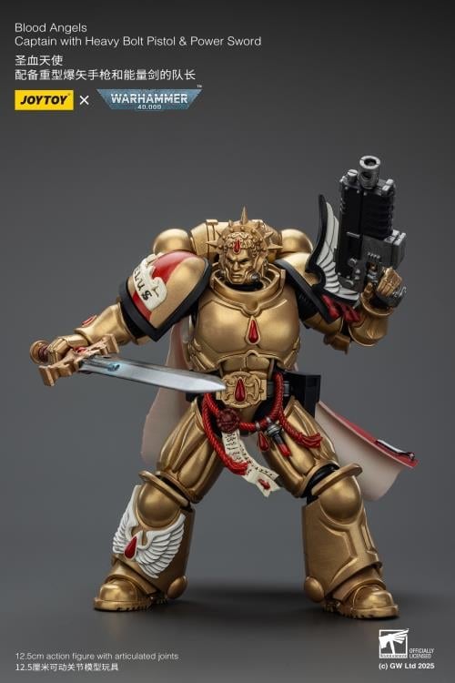 Warhammer 40K Blood Angels Captain with Heavy Bolt Pistol & Power Sword 1/18 Scale Action Figure Gallery Image 3