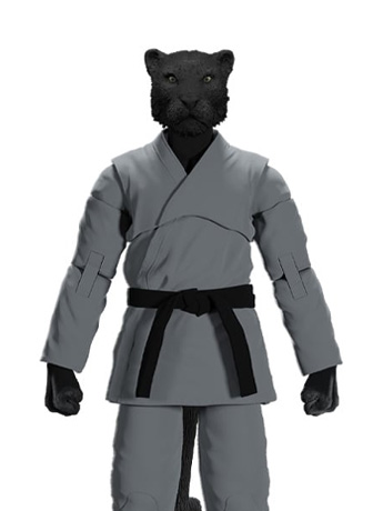 Zoo Jitsu Fighters Paulo the Panther (Gray Gi) Action Figure Gallery Image 2