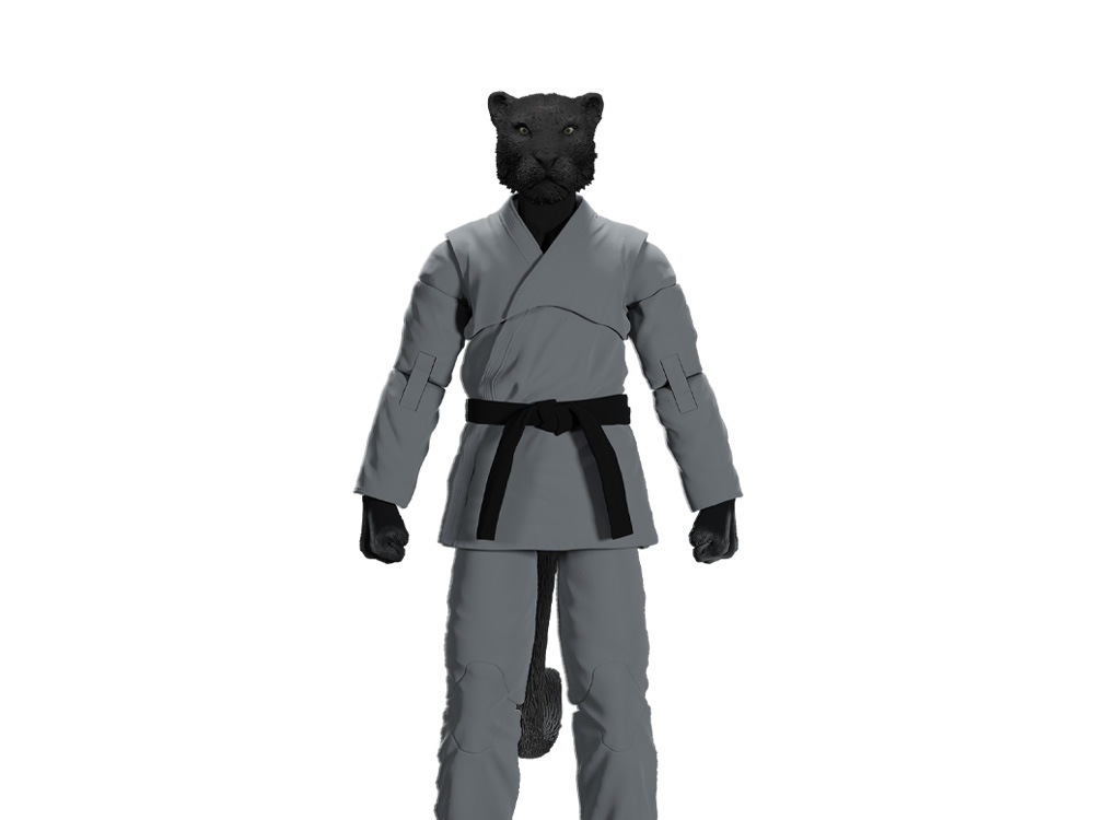 Zoo Jitsu Fighters Paulo the Panther (Gray Gi) Action Figure Gallery Image 1