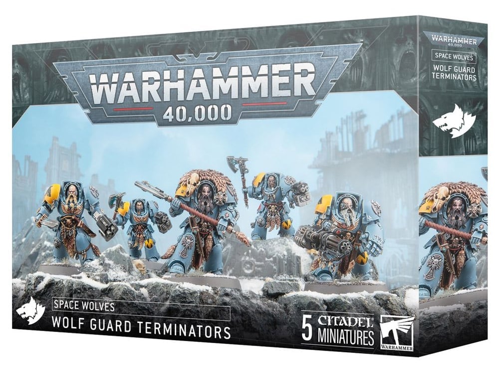 Warhammer 40,000 Space Wolves Wolf Guard Terminators Citadel Miniatures Set Gallery Image 1