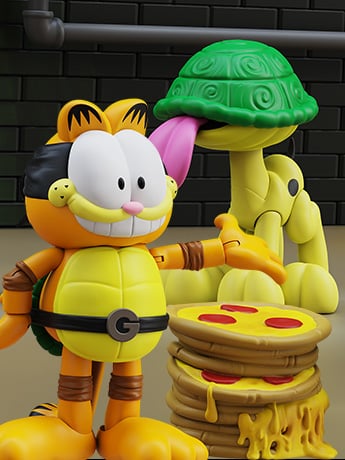 Garfield x Teenage Mutant Ninja Turtles Garfello and Sidekick Odie Figure Two-Pack Gallery Image 2