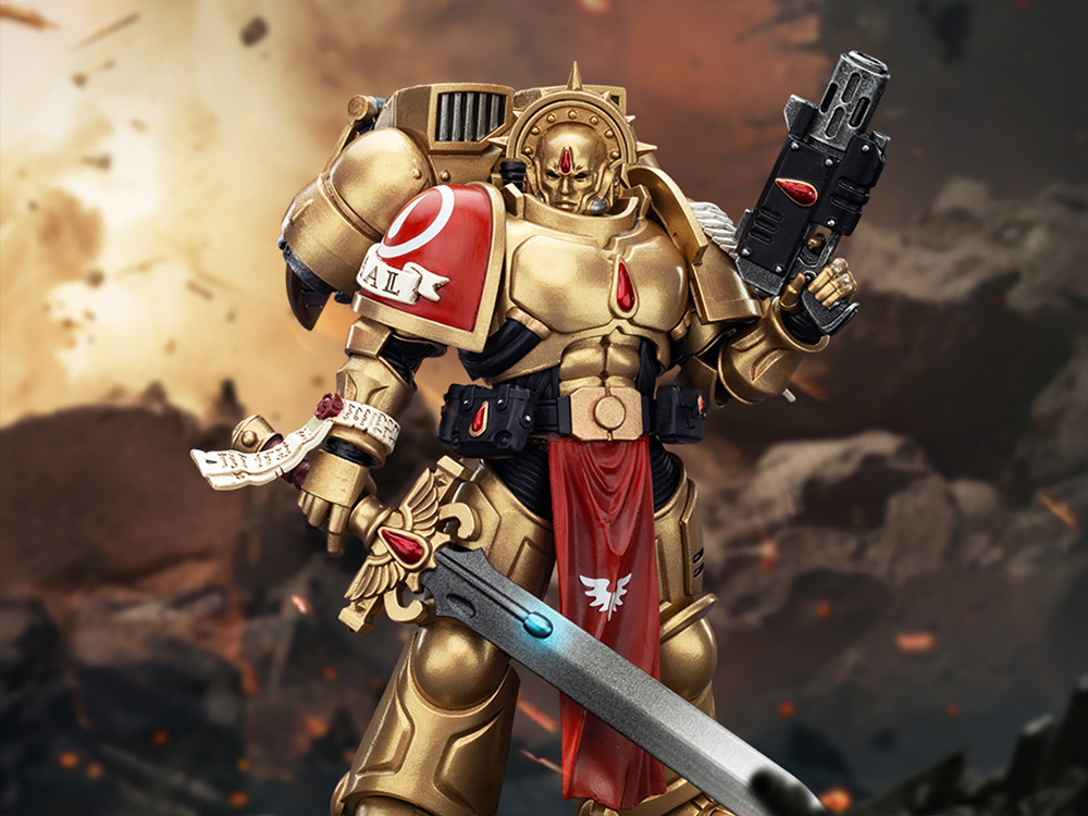 Warhammer 40K Blood Angels Sanguinary Guard 1 with Inferno Pistol and Encarmine Blade 1/18 Scale Action Figure Gallery Image 1