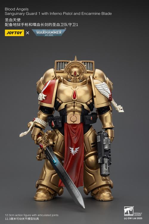 Warhammer 40K Blood Angels Sanguinary Guard 1 with Inferno Pistol and Encarmine Blade 1/18 Scale Action Figure Gallery Image 4
