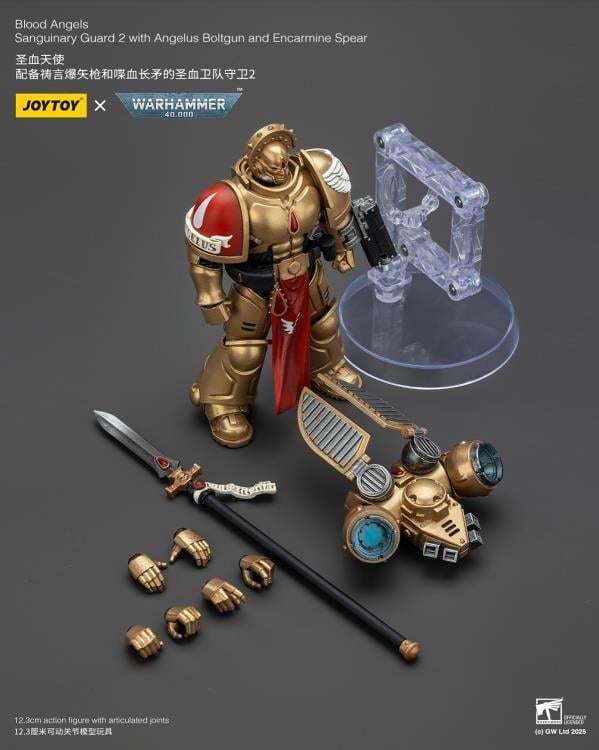 Warhammer 40K Blood Angels Sanguinary Guard 2 with Angelus Boltgun and Encarmine Spear 1/18 Scale Action Figure Gallery Image 9