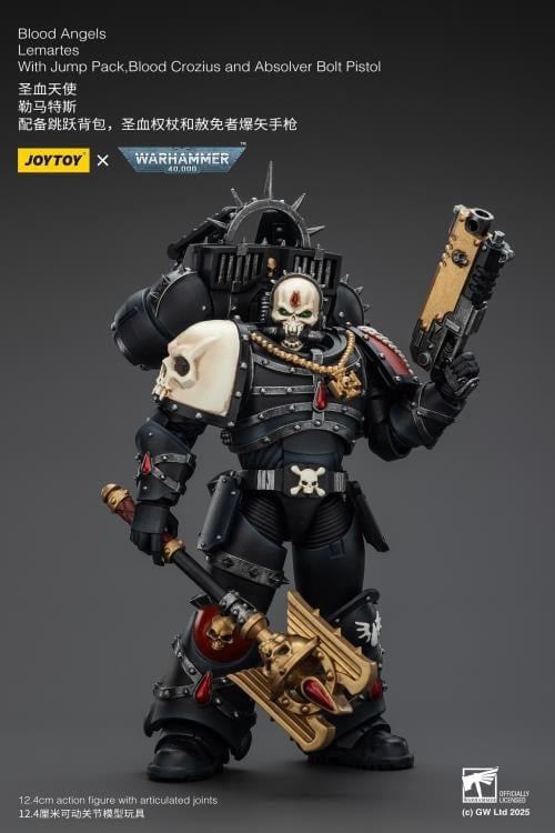 Warhammer 40,000 Blood Angels Lemartes with Jump Pack, Blood Crozius and Absolver Bolt Pistol 1/18 Scale Action Figure Gallery Image 7
