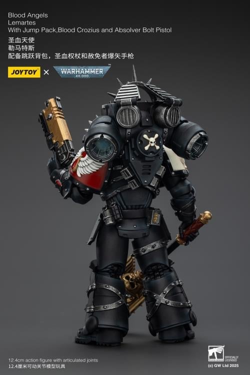 Warhammer 40,000 Blood Angels Lemartes with Jump Pack, Blood Crozius and Absolver Bolt Pistol 1/18 Scale Action Figure Gallery Image 6