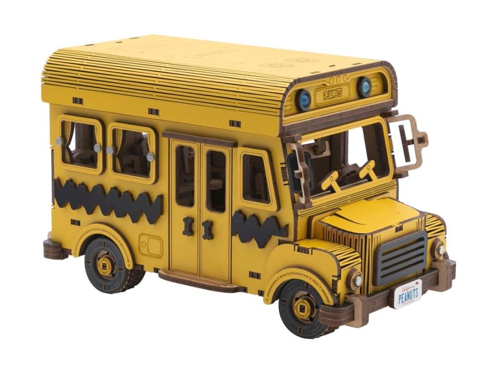Peanuts Snoopy School Bus Building Wooden Kit