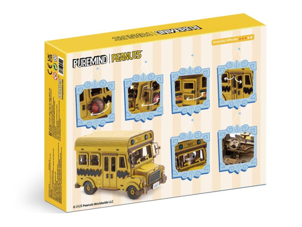Peanuts Snoopy School Bus Building Wooden Kit