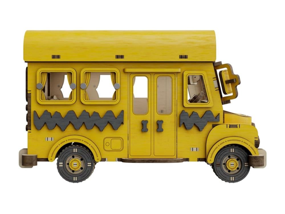 Peanuts Snoopy School Bus Building Wooden Kit