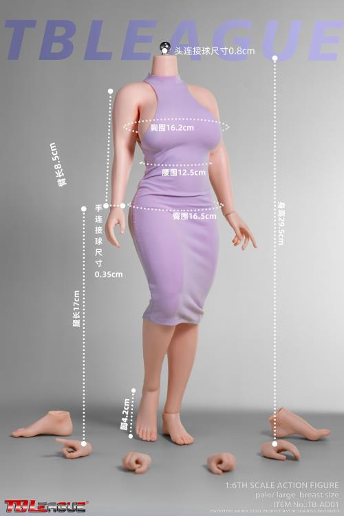 Female Body (Pale Large Bust) 1/6 Scale Figure (TB-AD01 Without Head Sculpt) Gallery Image 4