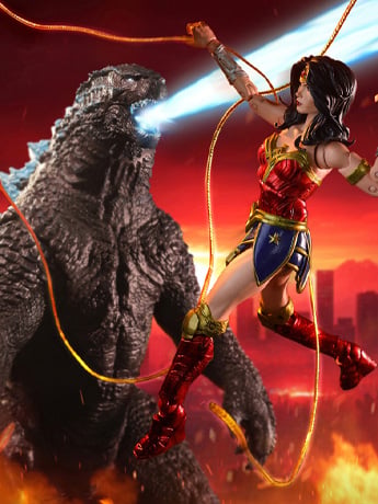 Justice League vs. Godzilla vs. Kong DC Multiverse Wonder Woman vs. Godzilla Figure Two-Pack Gallery Image 2