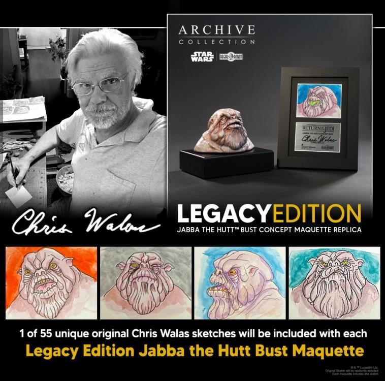Star Wars: Return of the Jedi Archive Collection Jabba the Hutt Bust (Legacy Edition) Limited Edition Concept Maquette Replica Gallery Image 10