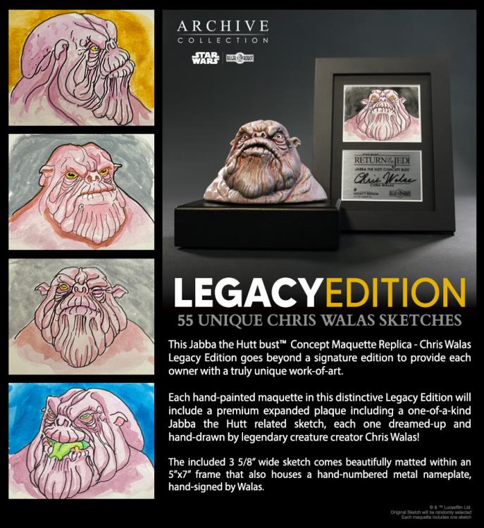Star Wars: Return of the Jedi Archive Collection Jabba the Hutt Bust (Legacy Edition) Limited Edition Concept Maquette Replica Gallery Image 3