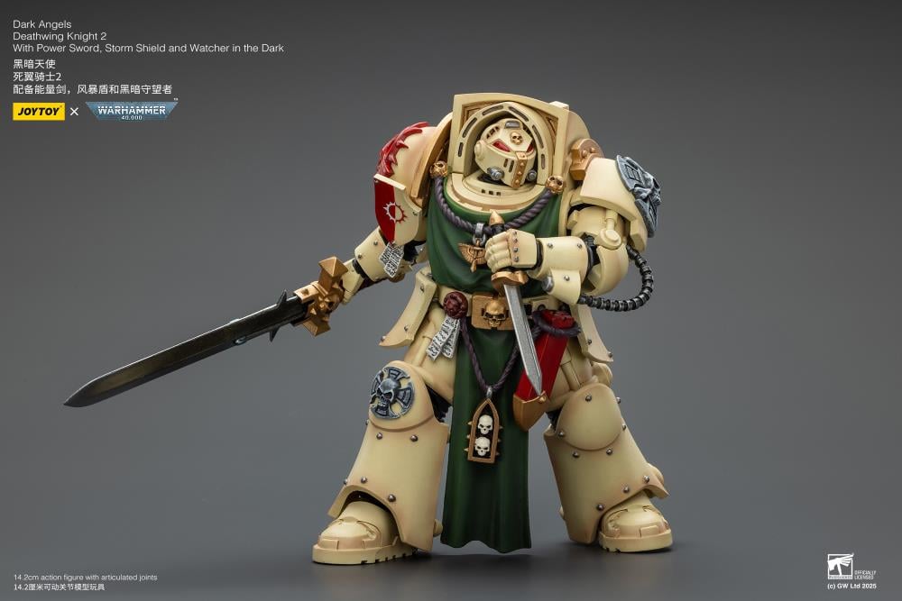 Warhammer 40,000 Dark Angels Deathwing Knight 2 with Power Sword, Storm Shield, and Watcher in the Dark 1/18 Scale Action Figure Gallery Image 9