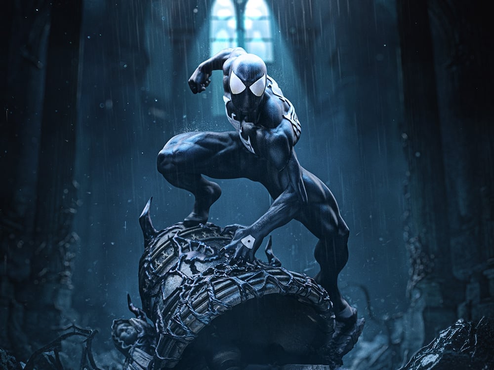 Marvel Comics Battle Diorama Series Spider-Man (Black Suit) 1/10 Art Scale Statue Gallery Image 1