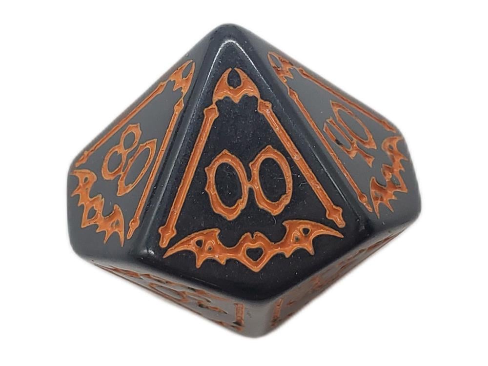 Old School All Hallows Eve Black with Orange Rune Dice Set Gallery Image 6