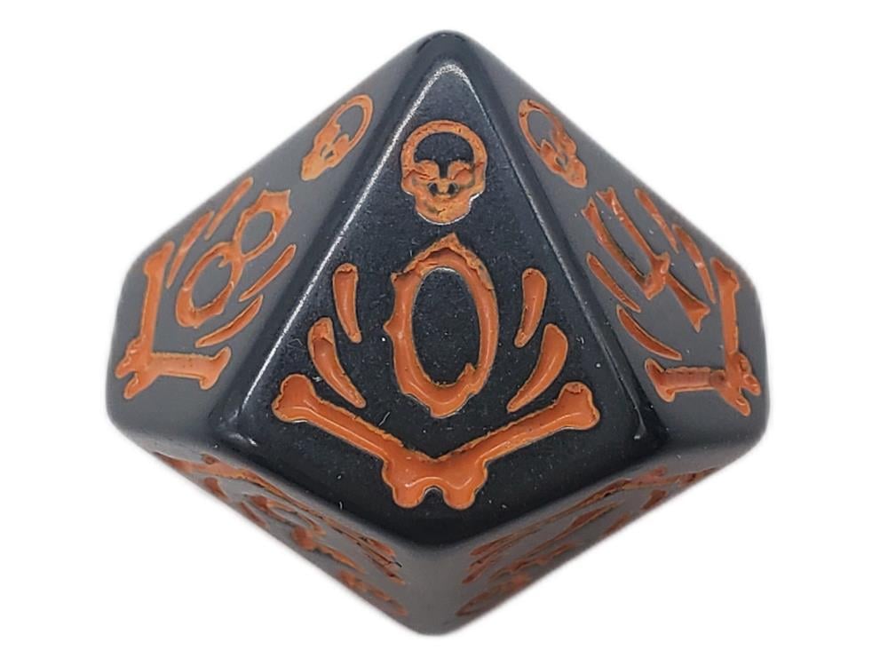 Old School All Hallows Eve Black with Orange Rune Dice Set Gallery Image 4