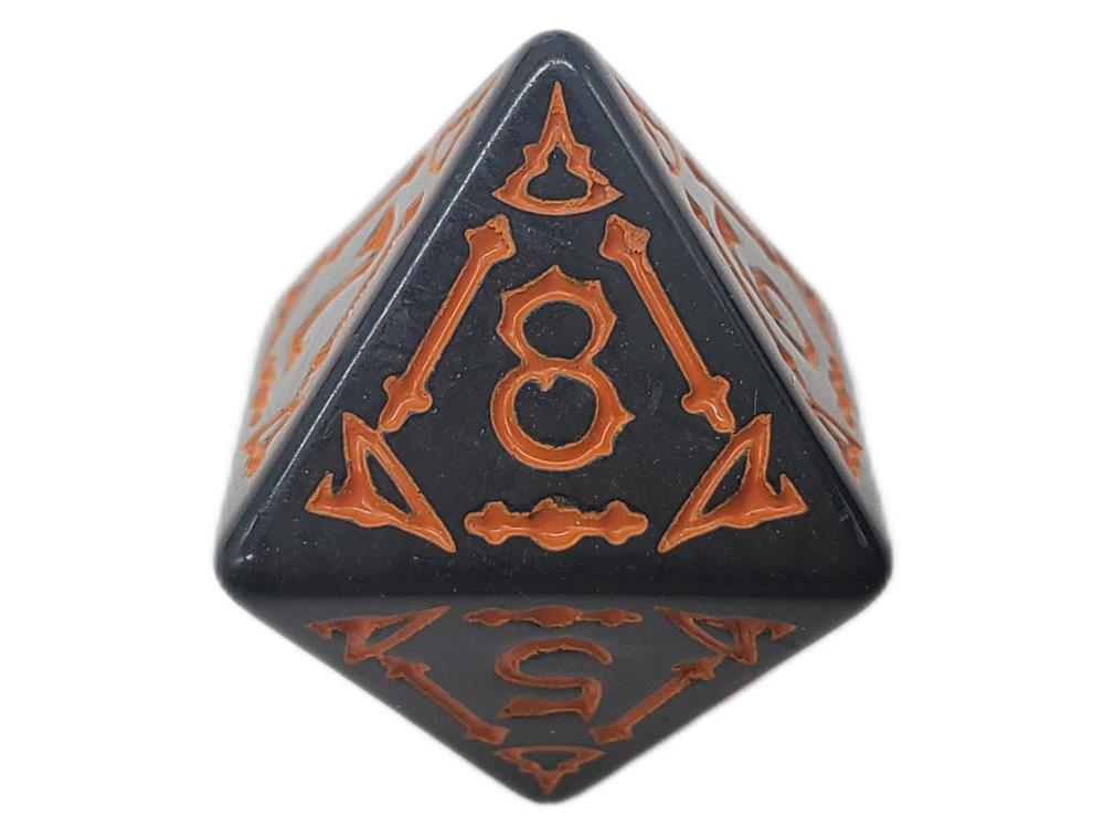 Old School All Hallows Eve Black with Orange Rune Dice Set Gallery Image 5