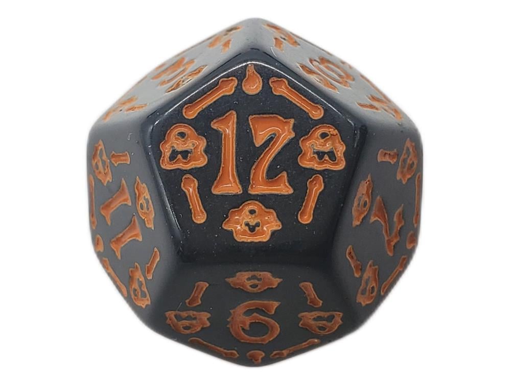 Old School All Hallows Eve Black with Orange Rune Dice Set Gallery Image 3