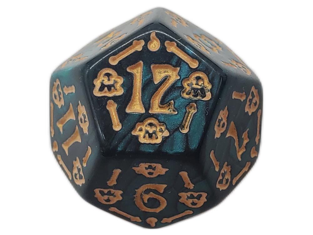Old School All Hallows Eve Green with Gold Rune Dice Set Gallery Image 6