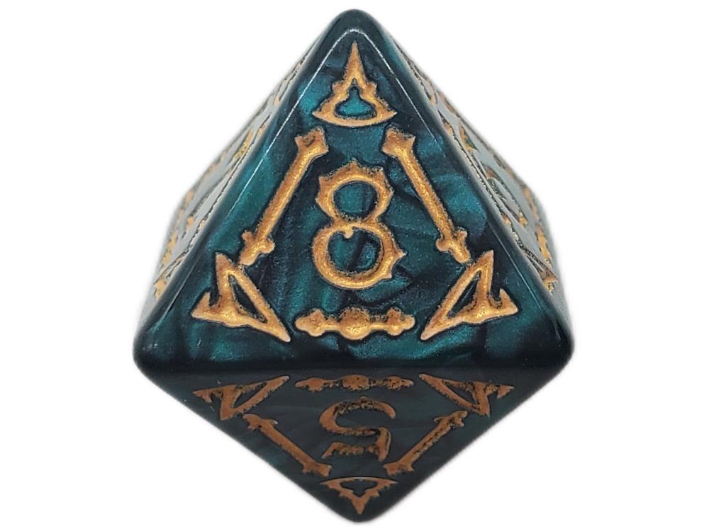 Old School All Hallows Eve Green with Gold Rune Dice Set Gallery Image 5