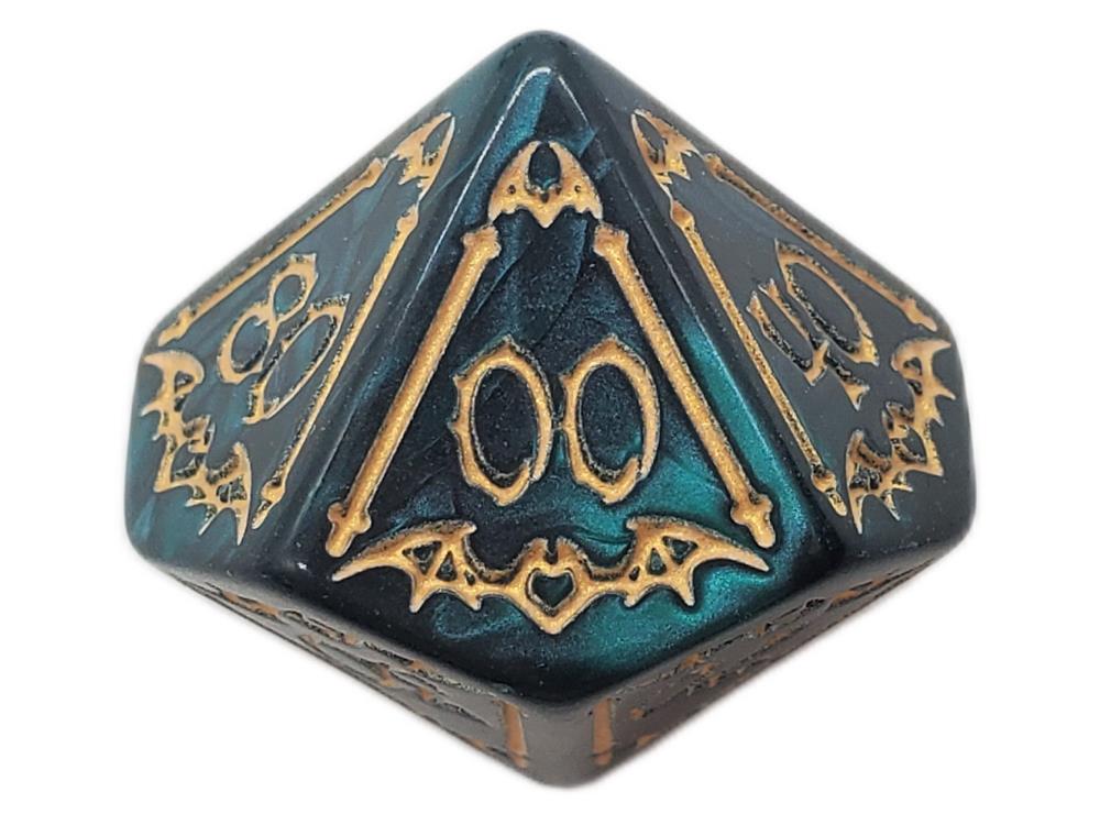 Old School All Hallows Eve Green with Gold Rune Dice Set Gallery Image 4