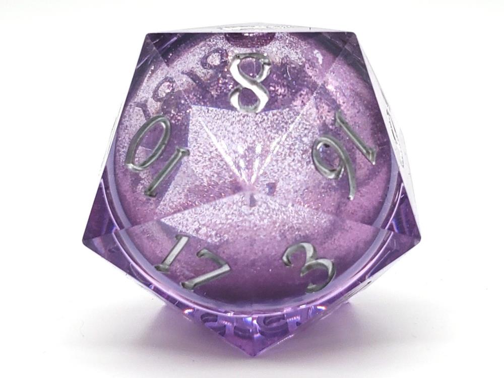 Old School Sharp Edged Amethyst Fury D20 Liquid Infused Die Gallery Image 3
