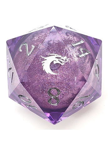 Old School Sharp Edged Amethyst Fury D20 Liquid Infused Die Gallery Image 2