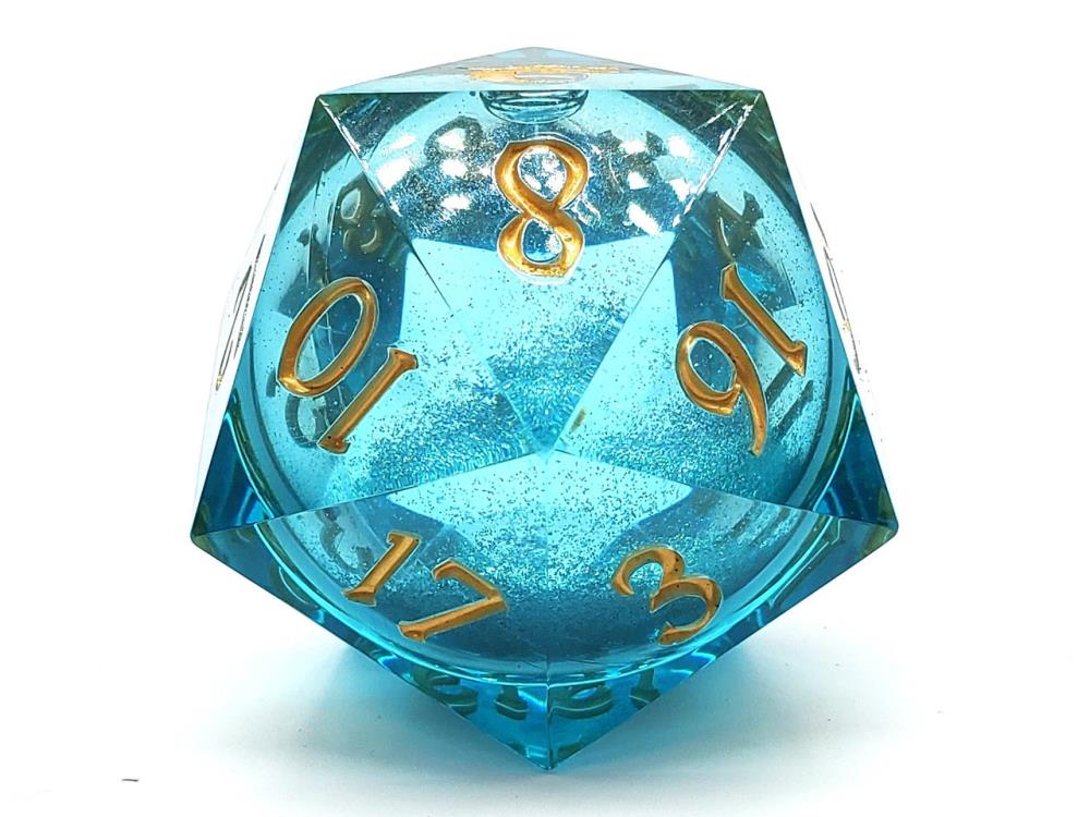 Old School Sharp Edged Azure Fury D20 Liquid Infused Die Gallery Image 3