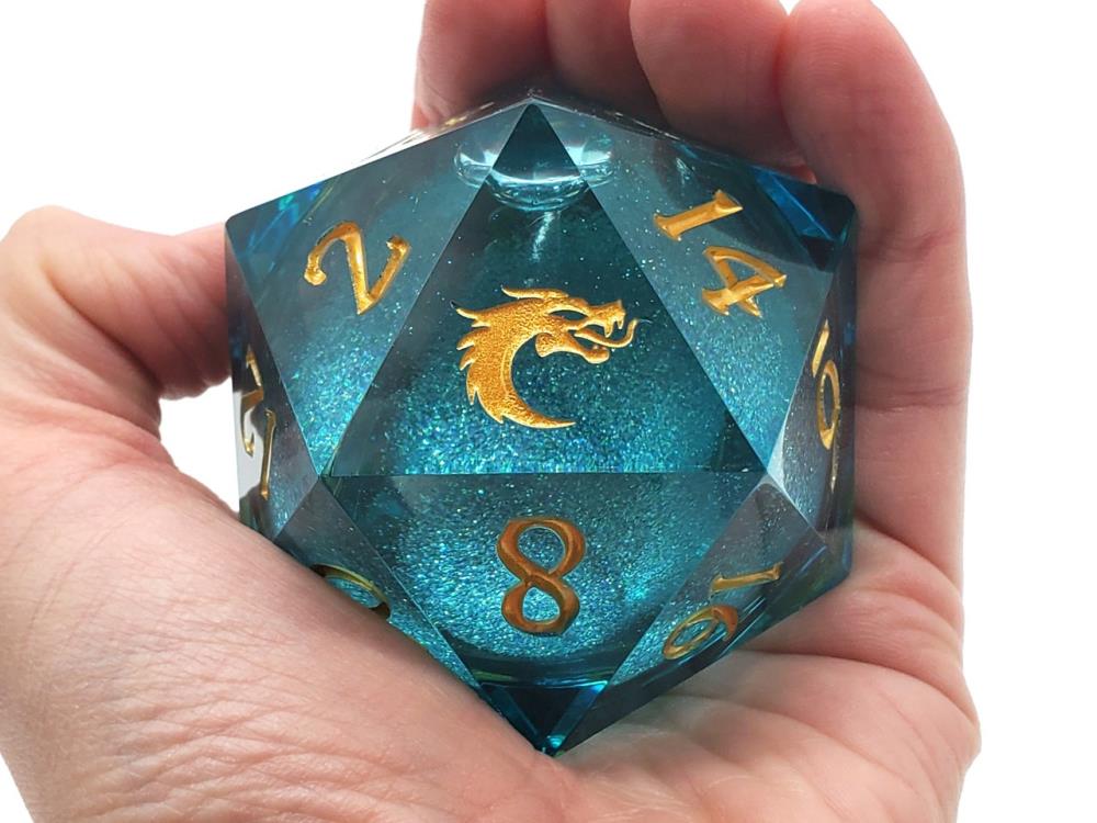 Old School Sharp Edged Azure Fury D20 Liquid Infused Die Gallery Image 4