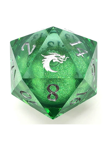 Old School Sharp Edged Emerald Fury D20 Liquid Infused Die Gallery Image 2