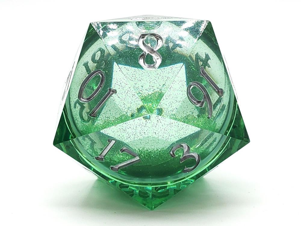 Old School Sharp Edged Emerald Fury D20 Liquid Infused Die Gallery Image 3