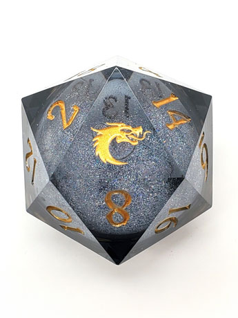 Old School Dice Sharp Edged Obsidian Fury D20 Liquid Infused Gallery Image 2