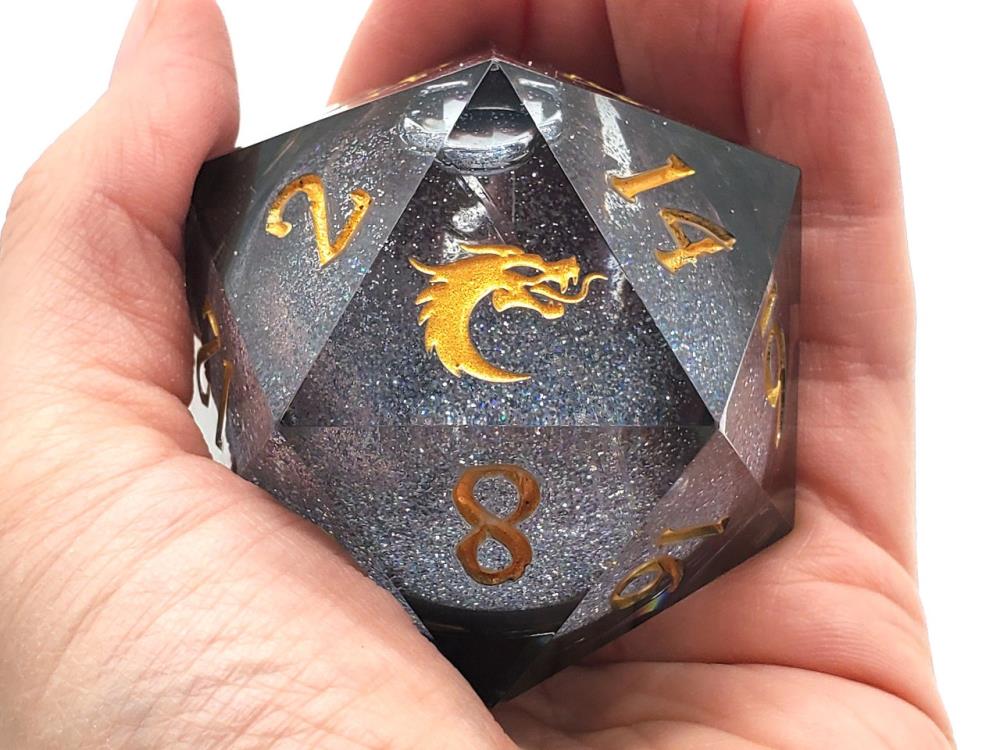 Old School Dice Sharp Edged Obsidian Fury D20 Liquid Infused Gallery Image 4