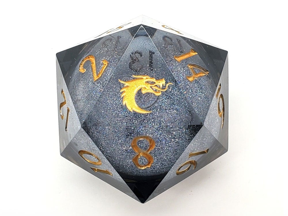 Old School Dice Sharp Edged Obsidian Fury D20 Liquid Infused Gallery Image 1