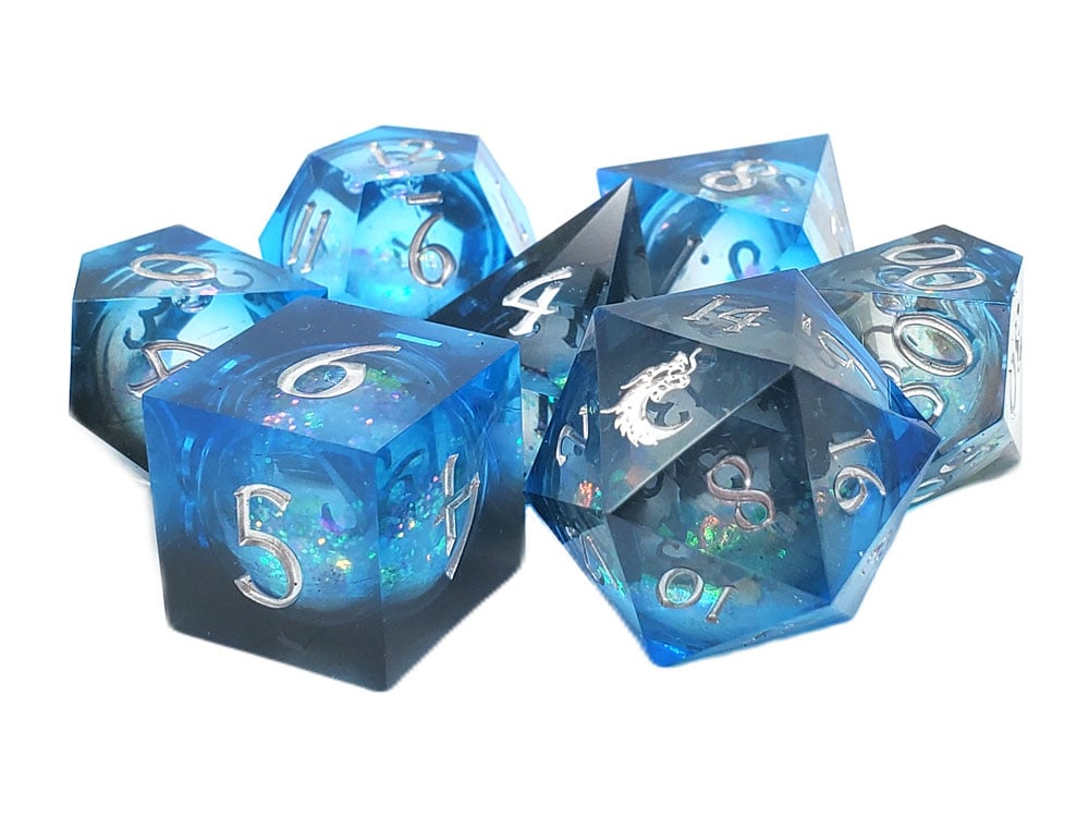 Old School Sharp Edged Midnight Fury Liquid Infused Dice Set Gallery Image 1