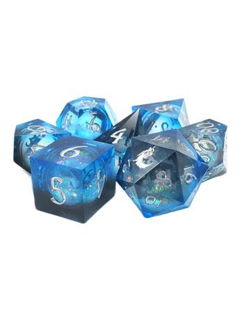 Old School Sharp Edged Midnight Fury Liquid Infused Dice Set Gallery Image 2