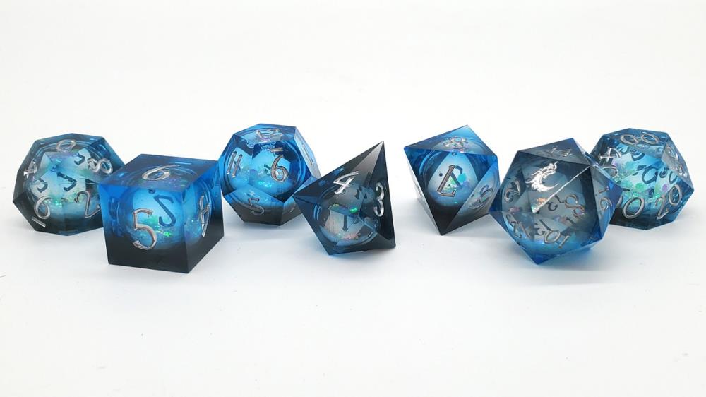 Old School Sharp Edged Midnight Fury Liquid Infused Dice Set Gallery Image 3